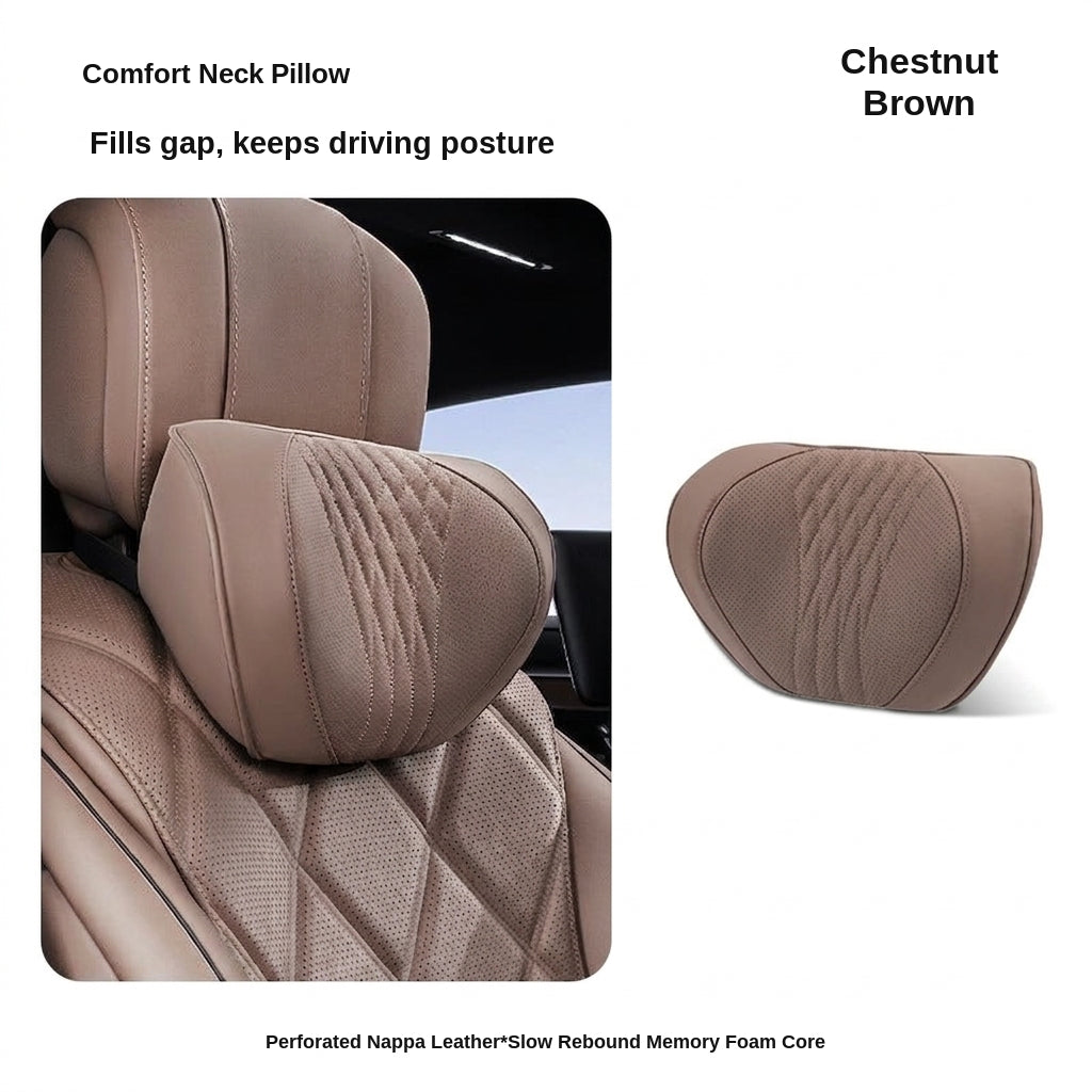 Summer breathable memory foam car headrest lumbar support premium car seat pillow car leather neck support pillow
