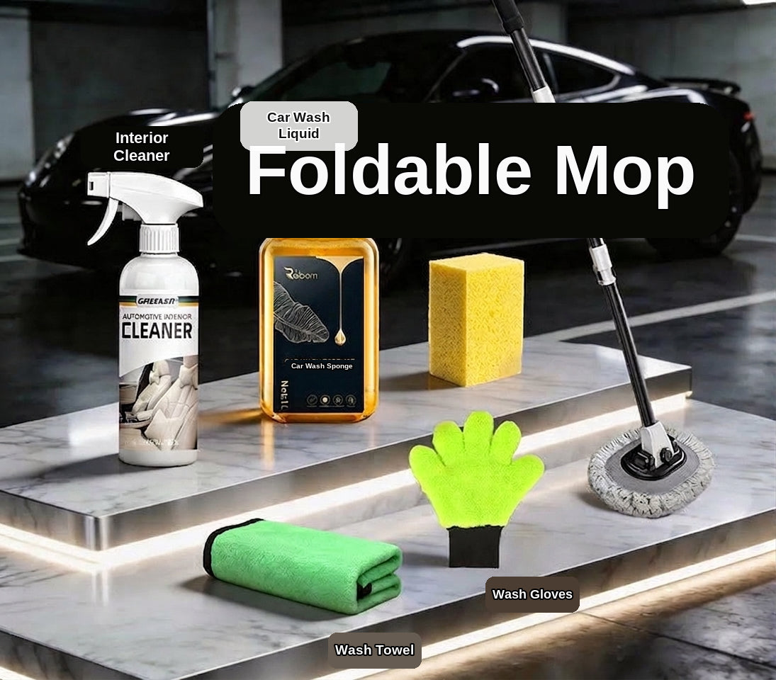 Green Forest Car Wash Tool Complete Set, Household Mop, Car Cleaning Tool, Self-Service Car Brushing Supplies Without Damage