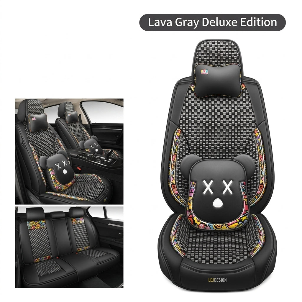 New Ice Silk Breathable Car Seat Covers, Cartoon Cute Seat Covers, Fully Inclusive Seat Cushion Covers All Seasons