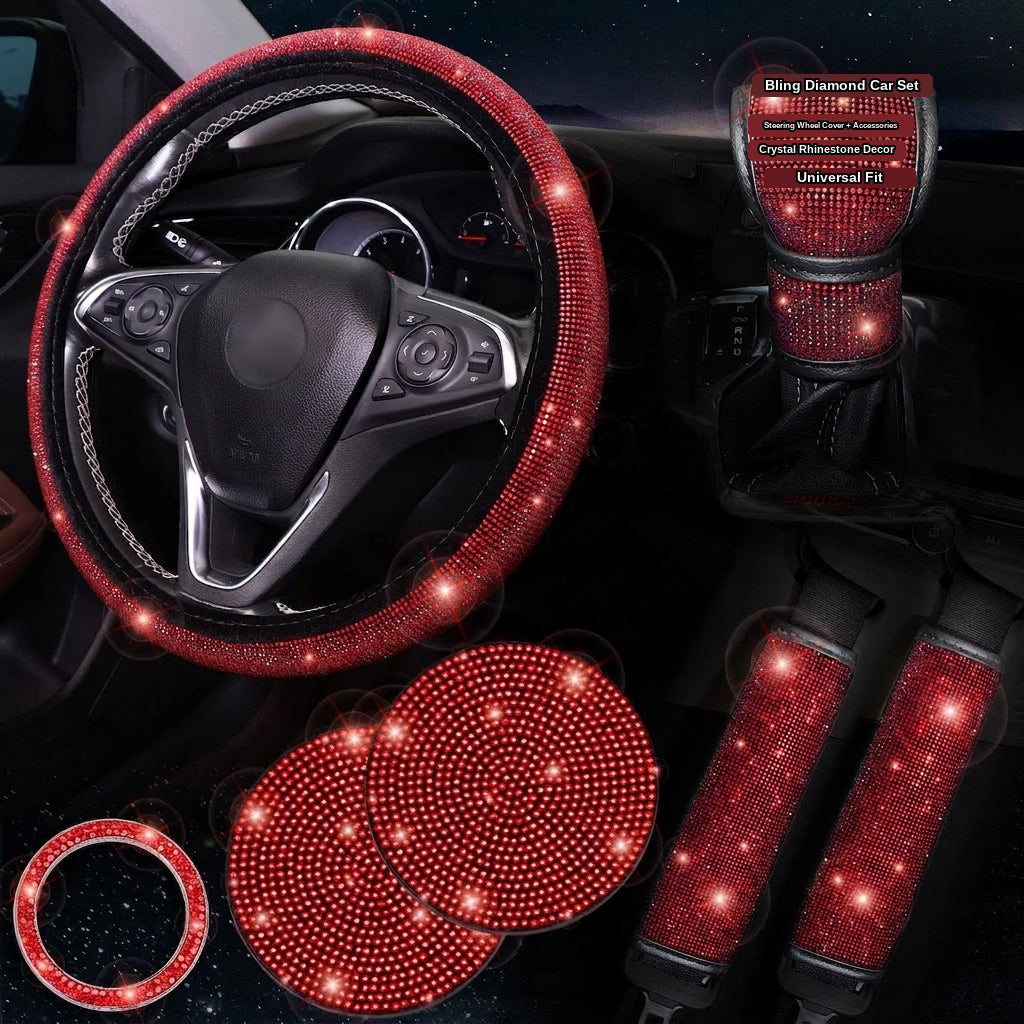 Car steering wheel cover, diamond-shaped new all-season universal seatbelt cover, multi-piece coaster steering wheel protective cover