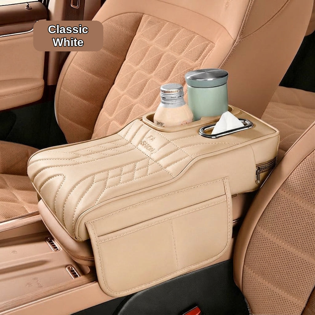 Multi-functional car armrest box water cup holder heightened central protective cover car tissue box supplies storage mat