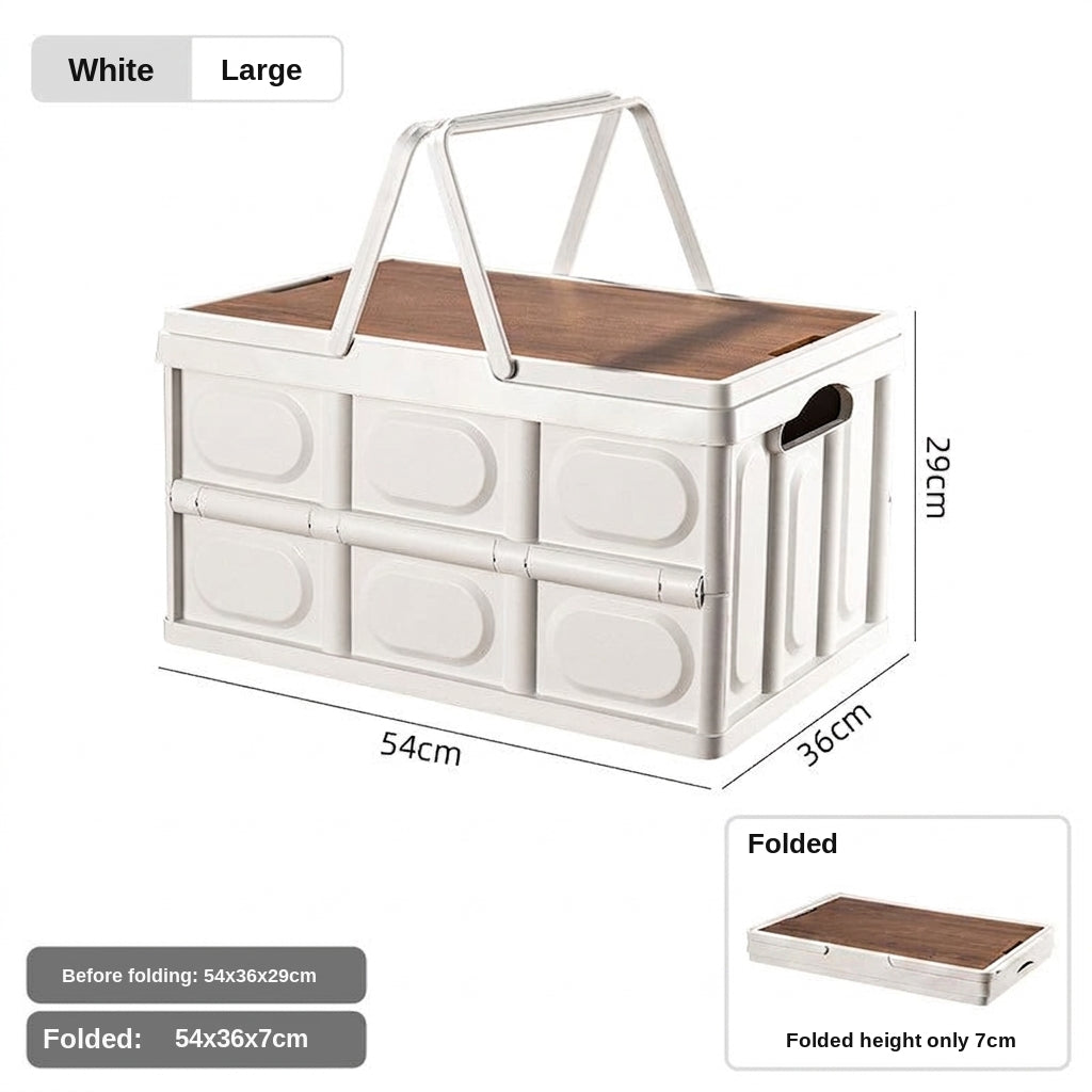 Outdoor camping folding box, storage box, wooden lid, car trunk, picnic storage box, organizer box, clothing storage box