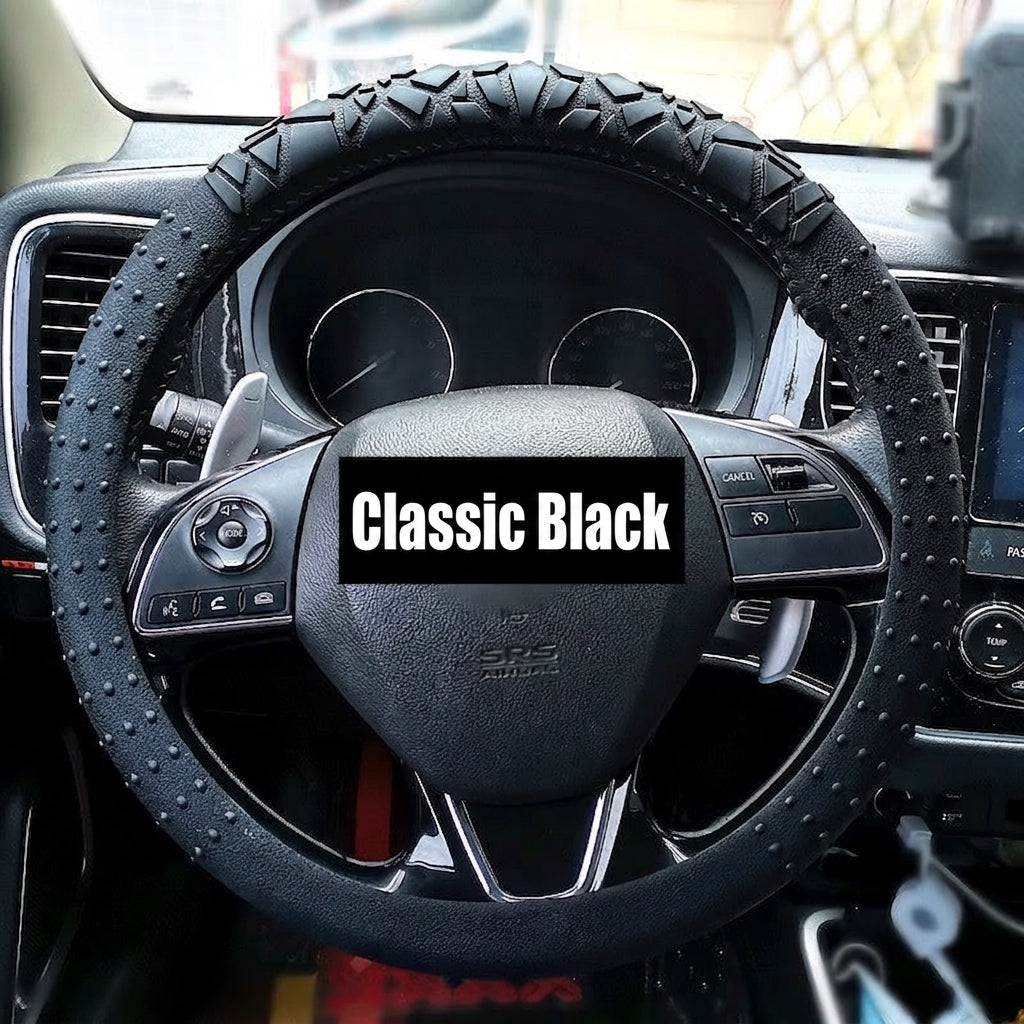 Cross-border geometric pattern non-slip silicone steering wheel cover, car D-round universal elastic particle sun-protection thickened handlebar cover