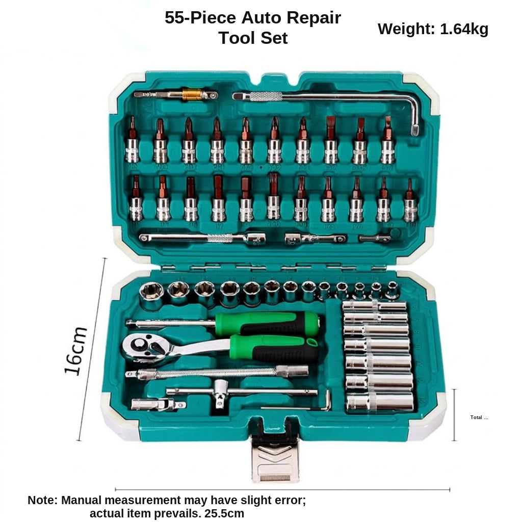 Auto Repair Tool Kit, 55-Piece Socket & Wrench Set