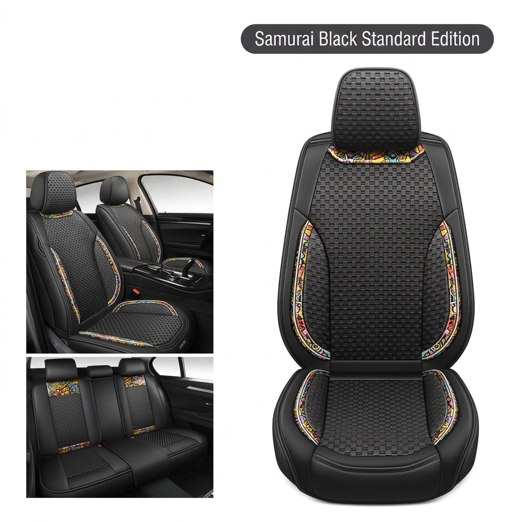New Ice Silk Breathable Car Seat Covers, Cartoon Cute Seat Covers, Fully Inclusive Seat Cushion Covers All Seasons