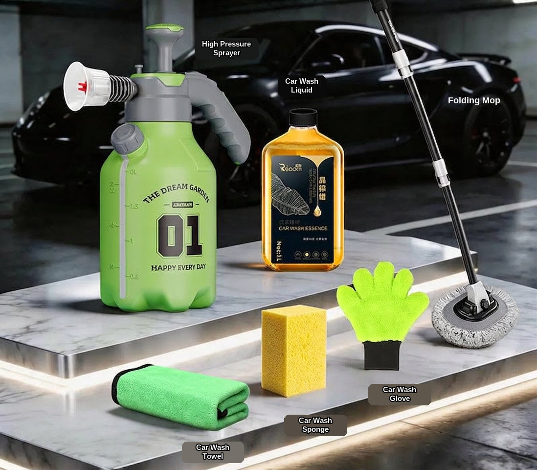 Green Forest Car Wash Tool Complete Set, Household Mop, Car Cleaning Tool, Self-Service Car Brushing Supplies Without Damage