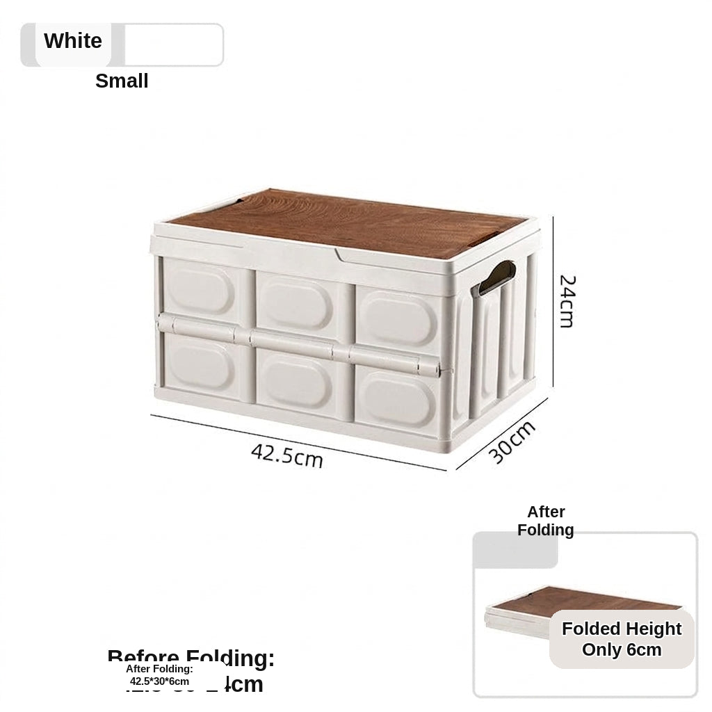 Outdoor camping folding box, storage box, wooden lid, car trunk, picnic storage box, organizer box, clothing storage box