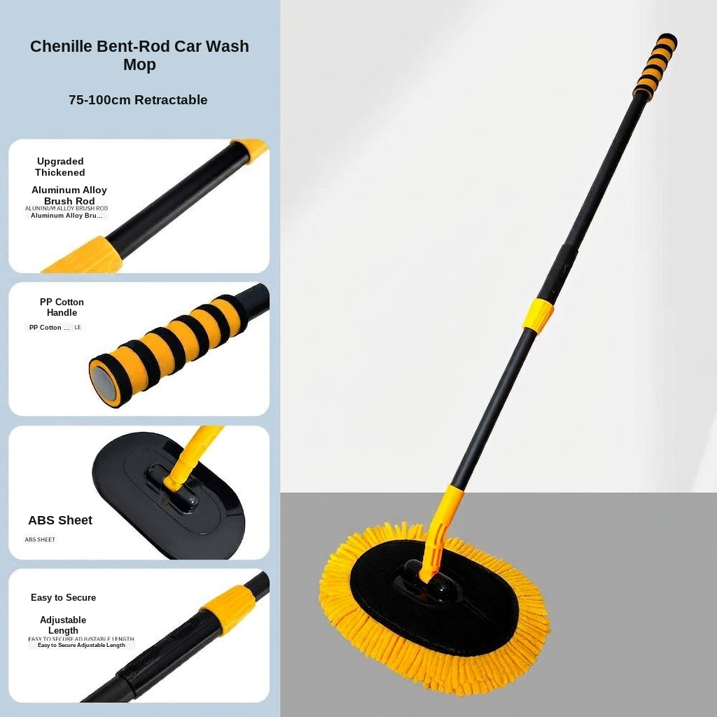 Car wash mop, car wash brush, car brush bristles, retractable long rod, retractable car wash brush cleaning tool