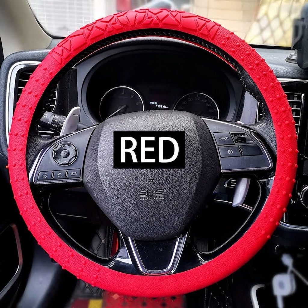 Cross-border geometric pattern non-slip silicone steering wheel cover, car D-round universal elastic particle sun-protection thickened handlebar cover