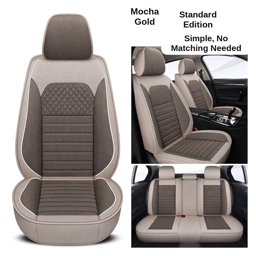 All-season universal full-coverage car seat covers, full-coverage spring and winter linen fabric art car covers, seat covers, and car cushion covers