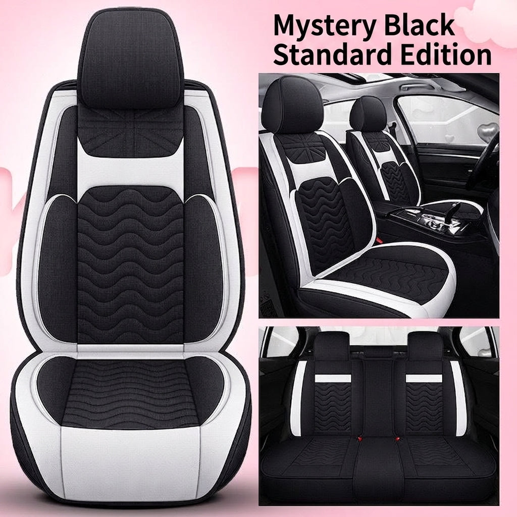 Cartoon car seat cushion, all-season universal all-round car seat cover, linen fabric art seat cushion, winter goddess seat cover