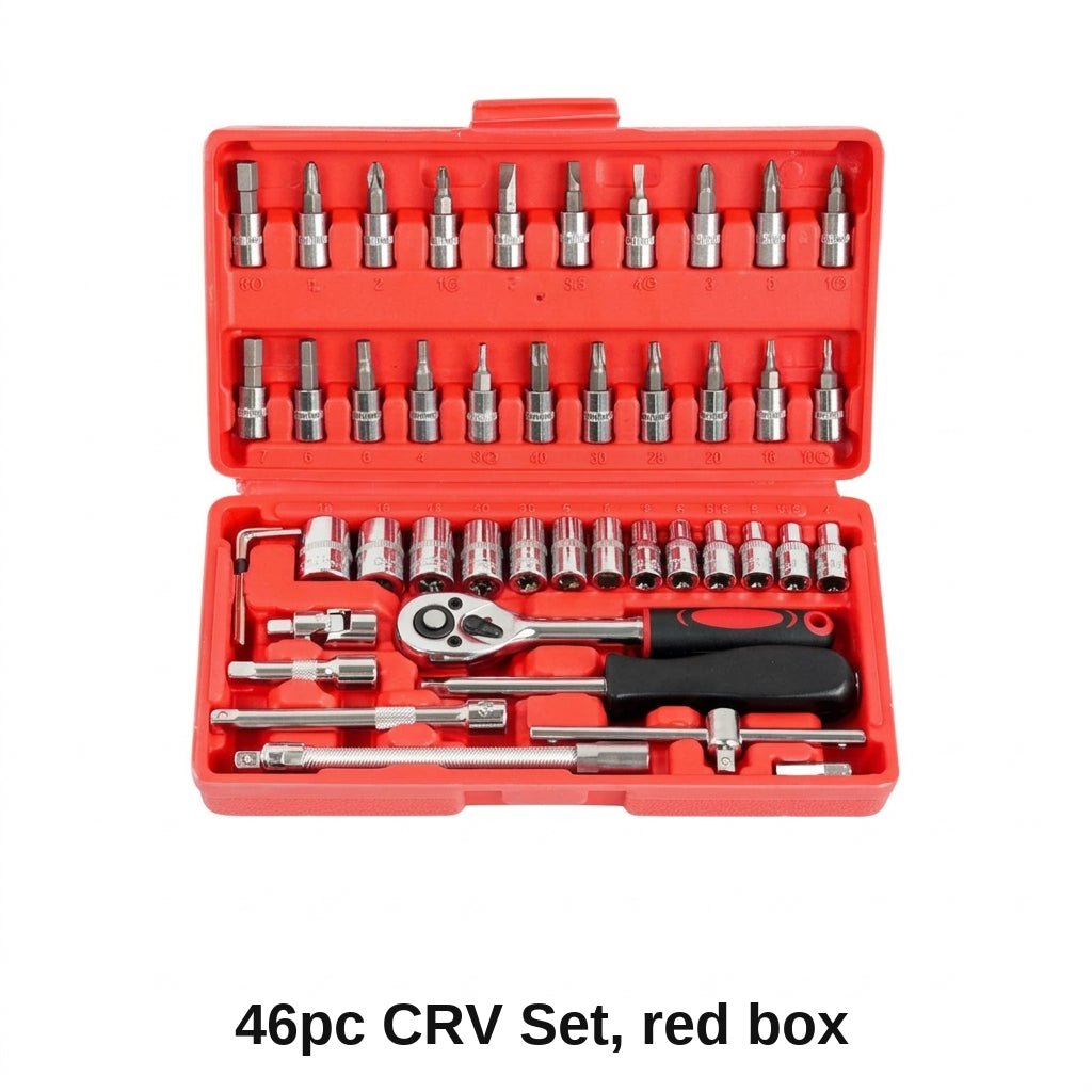 46-piece set of quick ratchet wrenches and screwdriver toolboxes for car repairs, hardware sets, and auto repair kits