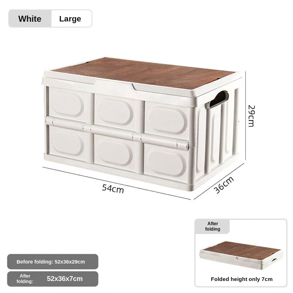 Outdoor camping folding box, storage box, wooden lid, car trunk, picnic storage box, organizer box, clothing storage box