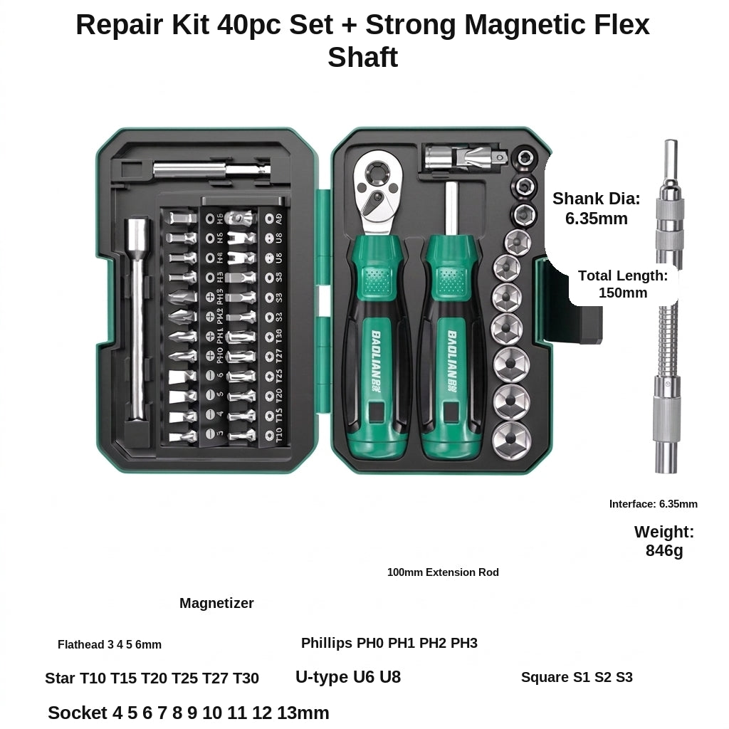 Screwdriver set, motorcycle bike repair tool, repair socket, ratchet wrench, rider tool kit