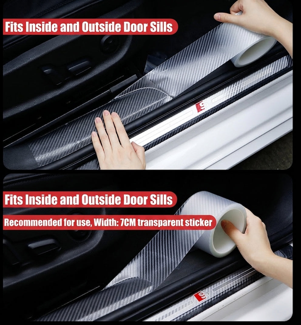 Car sill strips, carbon fiber bumper anti-collision strips, anti-stepping paste, carbon fiber pattern, universal body film stickers, decorative strips