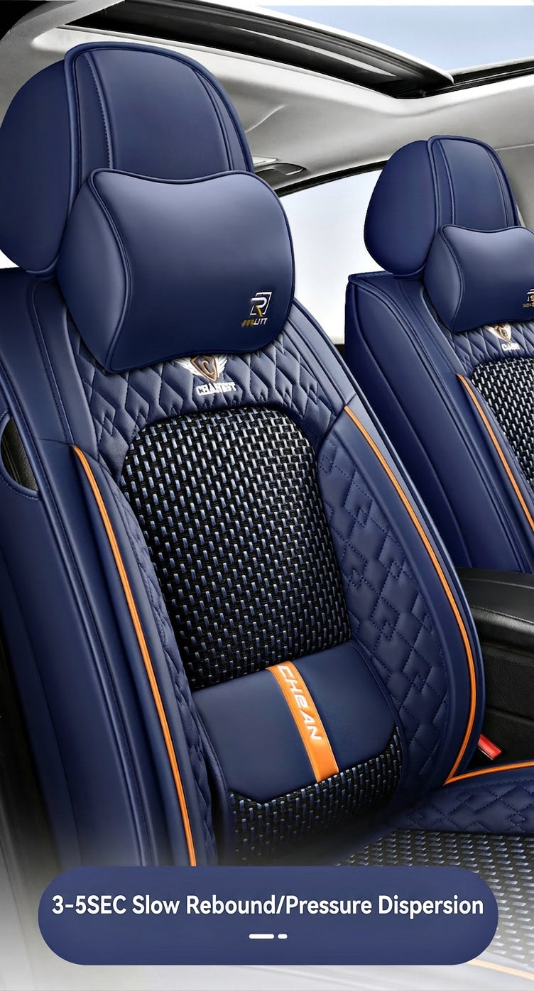 The 2025 new lumbar Napa leather ice silk car seat cushion is suitable for all seasons
