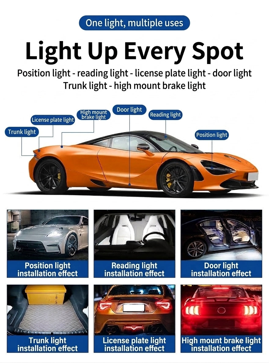 Car LED Position Light T10 Decoding W5W Canbus Cabin Light License Plate Light 4014 24SMD Bulb W5W