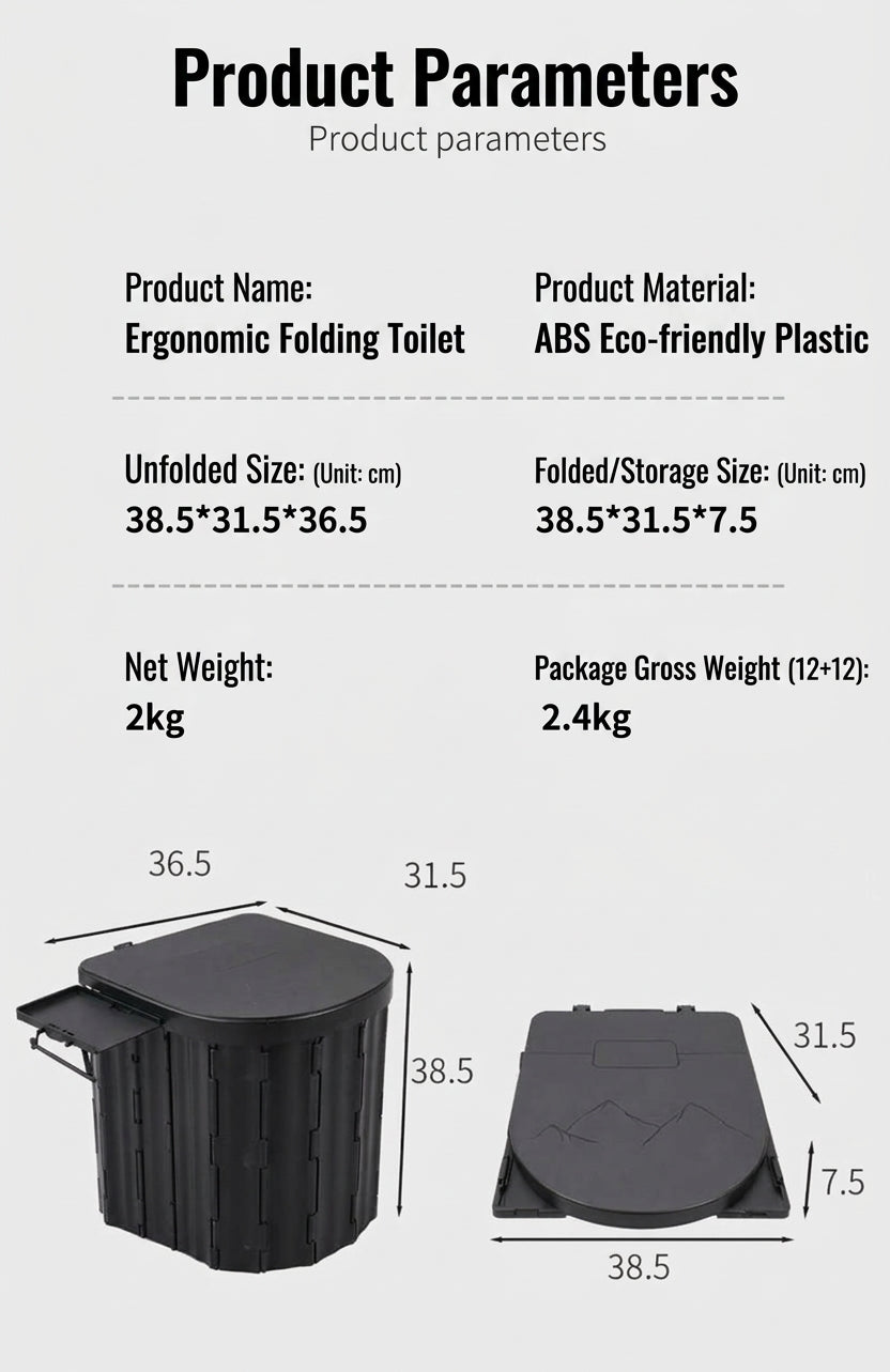 2025 New Model Raised Outdoor Folding Toilet with Lid Portable Car Mobile Toilet Travel Camping Toilet