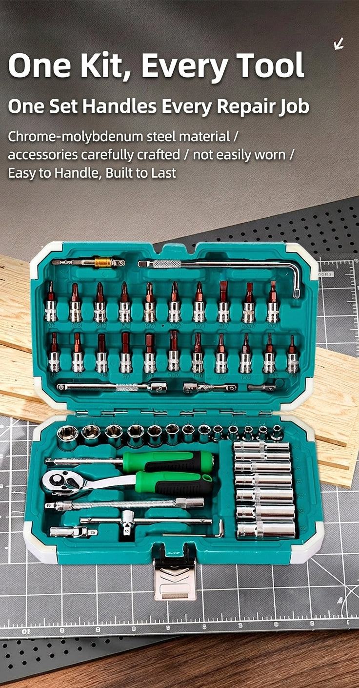 Auto Repair Tool Kit, 55-Piece Socket & Wrench Set