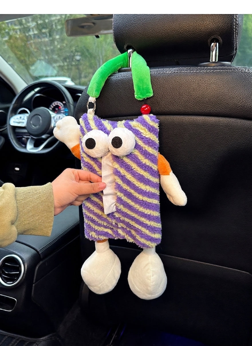 Factory custom car tissue box printed processing, hanging sewn label tissue box, car seat back tissue hanging bag