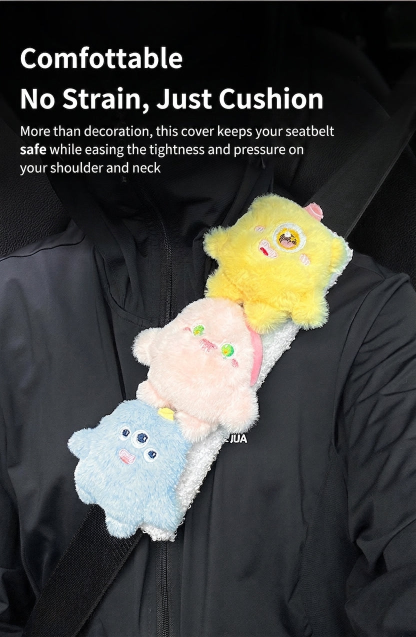 Car seatbelt shoulder pads, wear-resistant clothes, plush plush plush figures, car safety belt protective covers, cute monster girls
