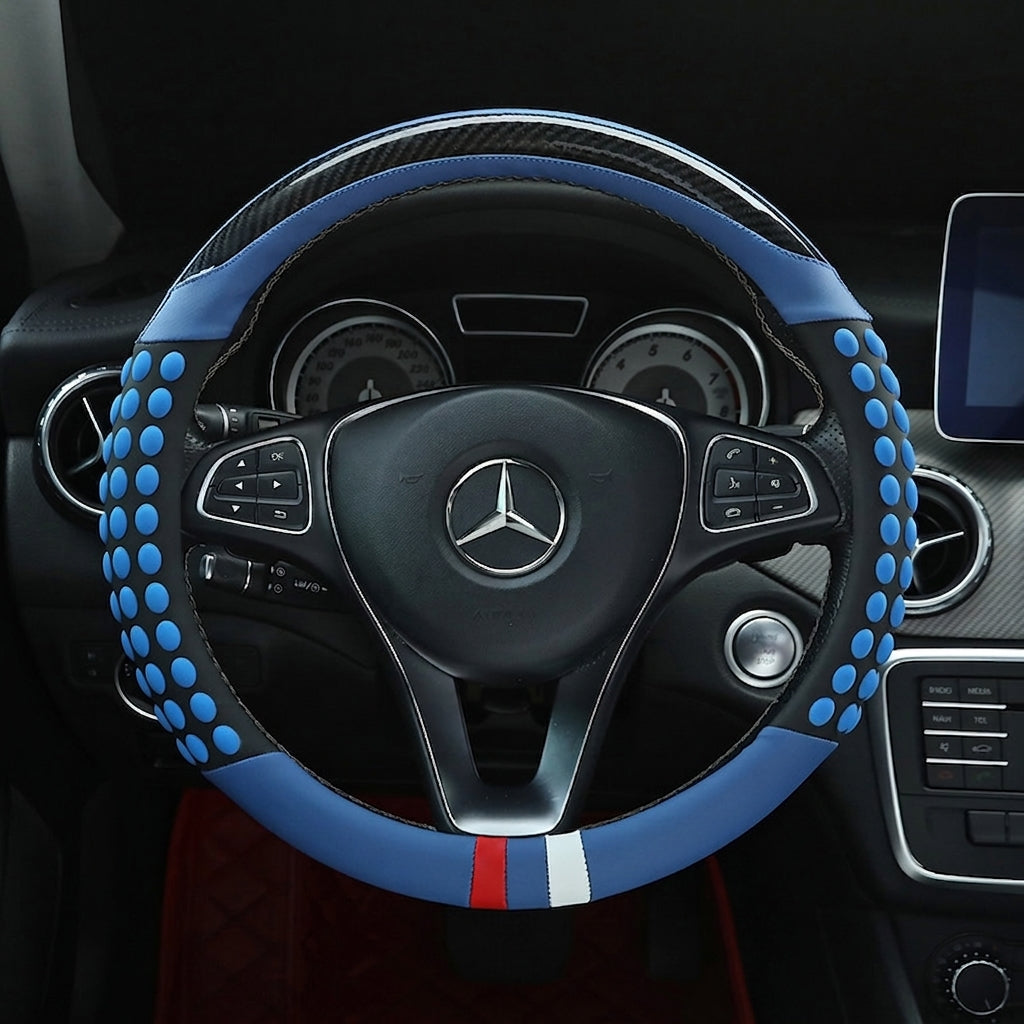 Non-slip sweat-wicking car handlebar covers, colorful carbon fiber leather, fashionable trendy brand steering wheel covers, car GM Amazon