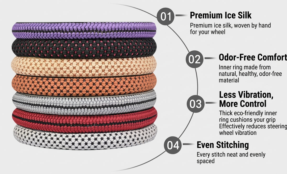 Steering Wheel Cover, Ice Silk, Universal Fit