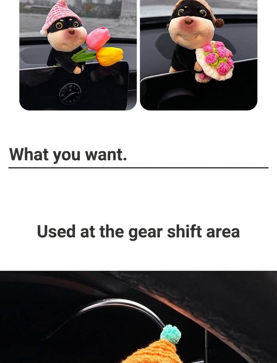 Car ornaments cute dolls bee dog car central control screen party doll display screen decoration car interior products