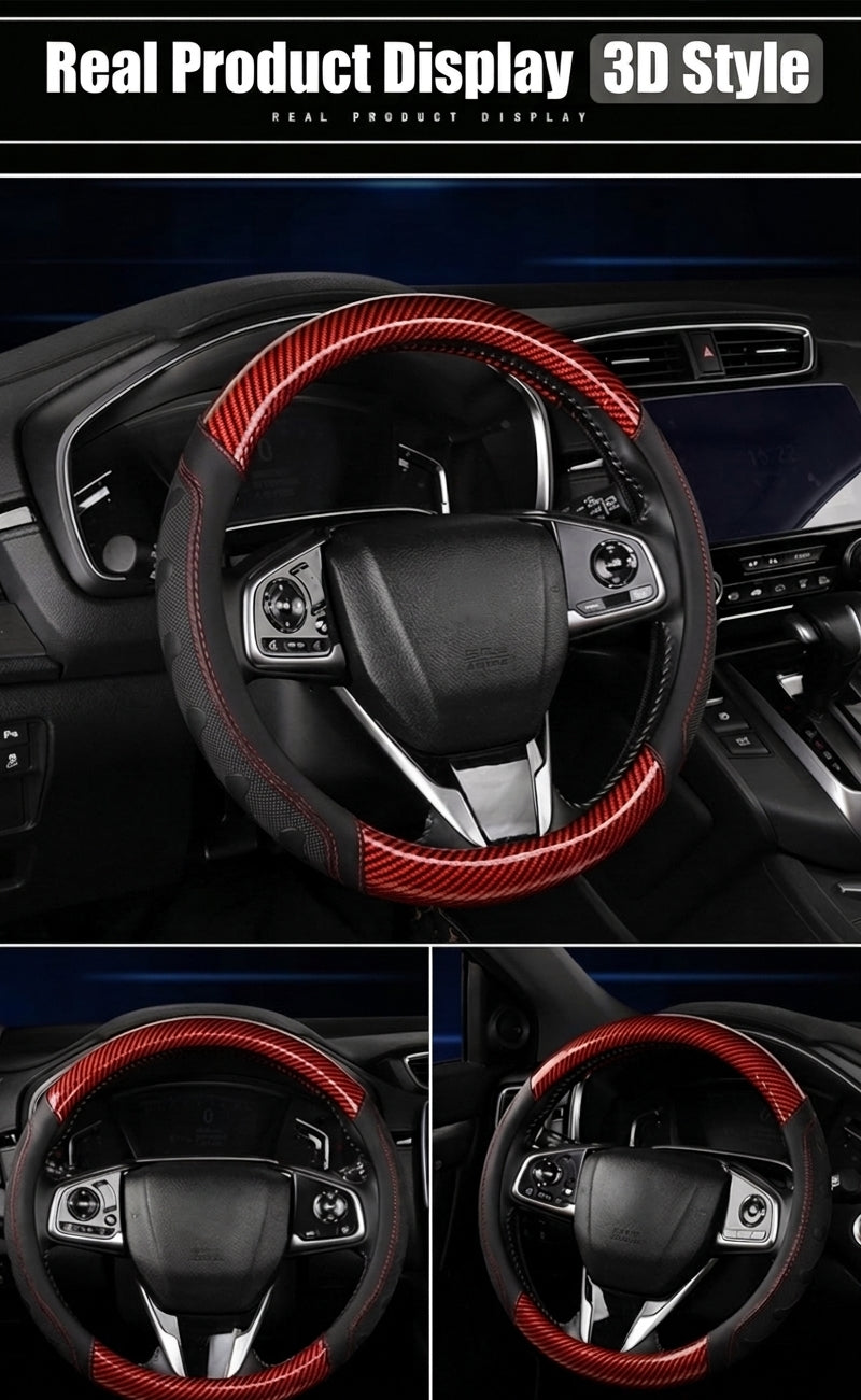 [Carbon Fiber] Car Steering Wheel Handle Sleeve, All-Season Universal, Non-slip, Wear-Resistant, Breathable New Model Dropshipping