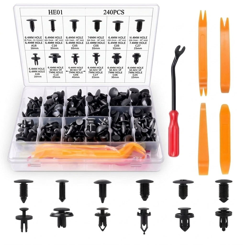 Domestic trade and foreign trade 100PCS car general boxed buckle combination set door panel nylon wheel eyebrow clamp HE26