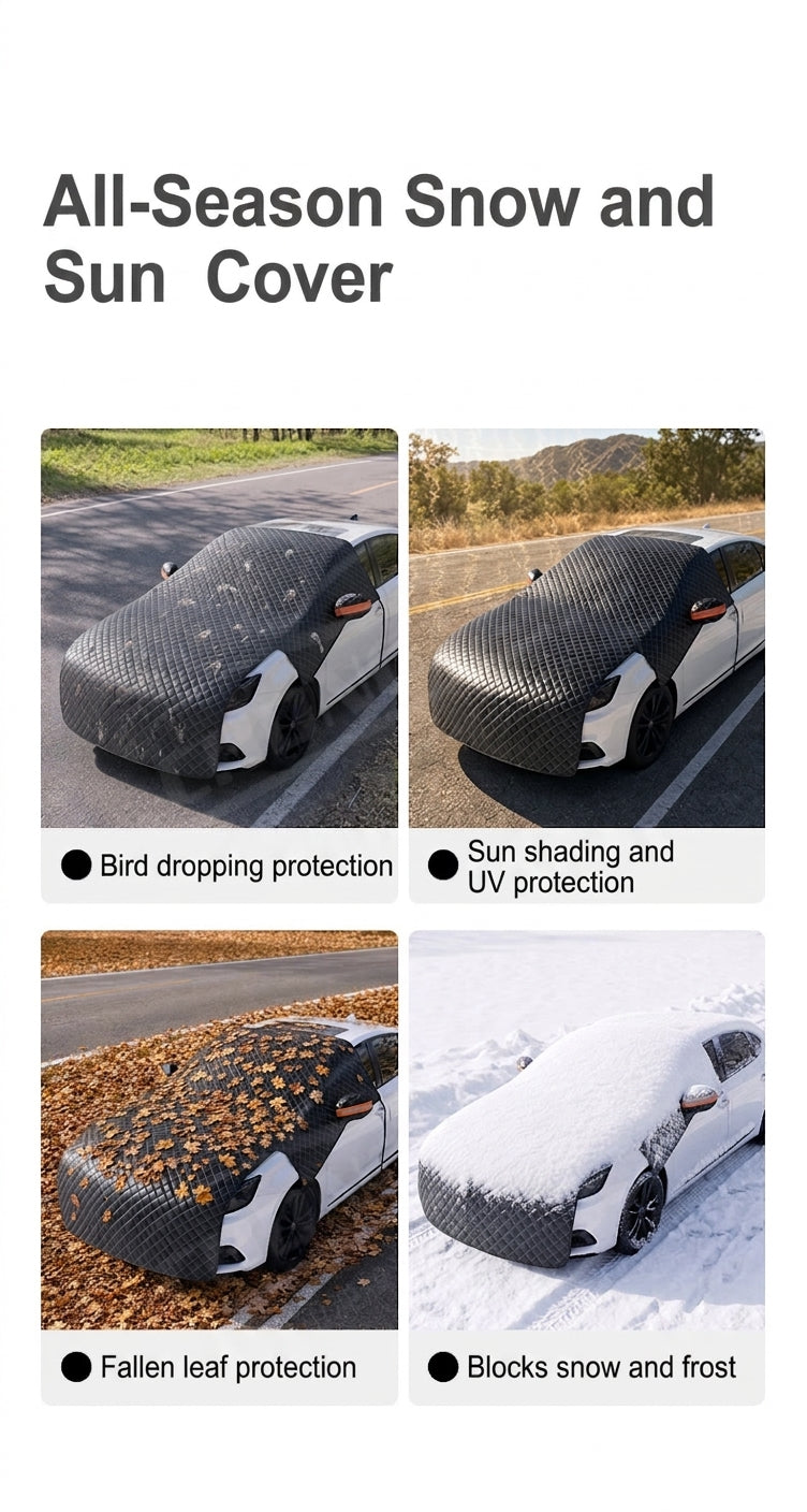 Car Snow Cover - Front Half Cover with Straps