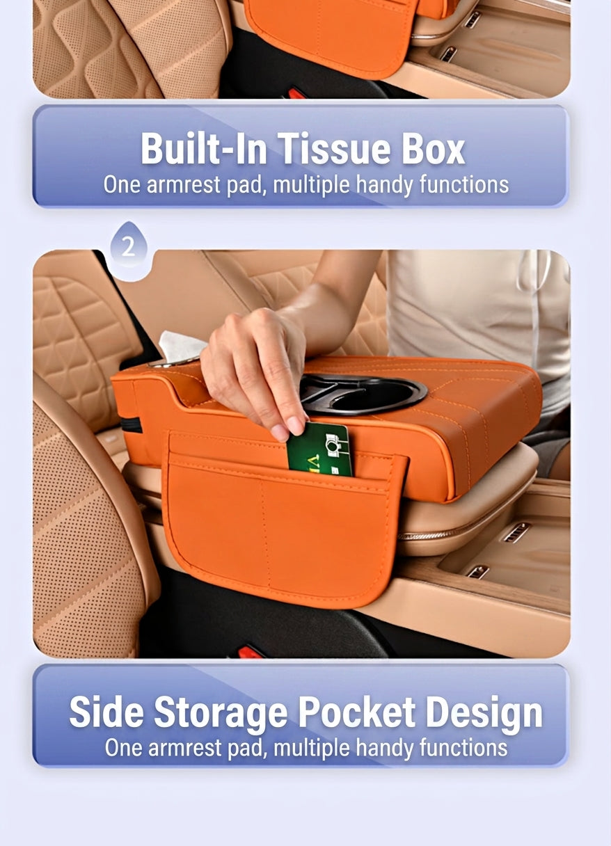 2025 New Central Car Armrest Box Height Pad Cover Protective Cover Double Cup Holder Premium Leather Car Accessories