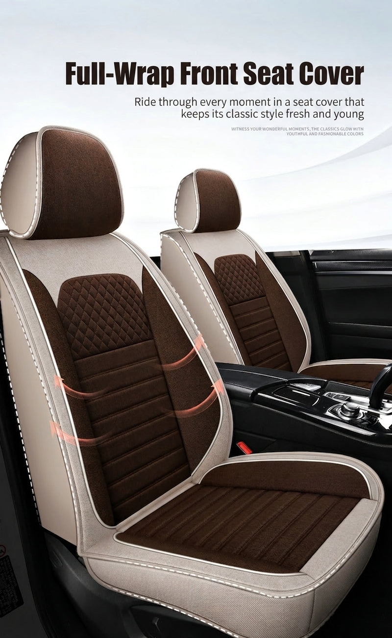 All-season universal full-coverage car seat covers, full-coverage spring and winter linen fabric art car covers, seat covers, and car cushion covers