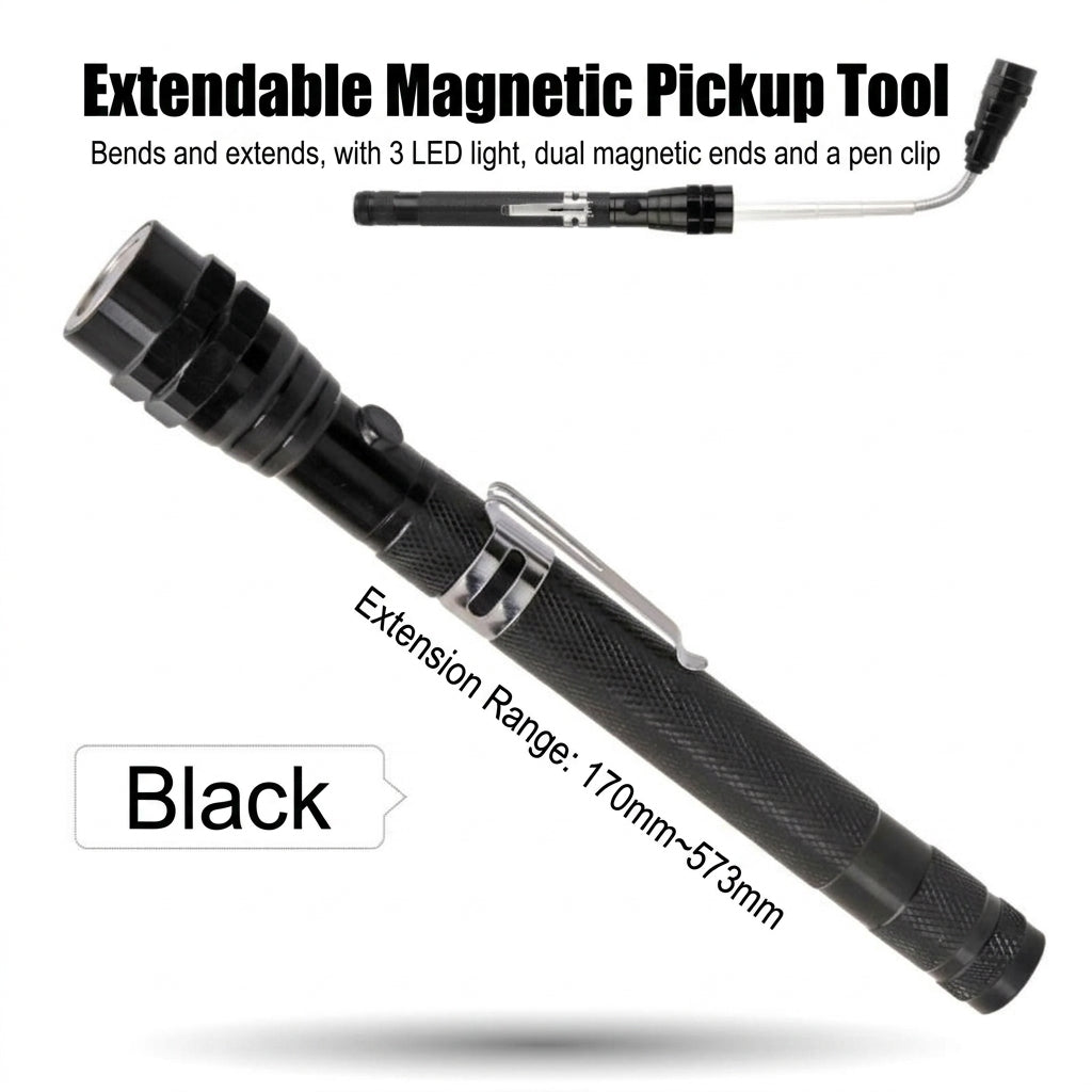 8LB Pickup Retractable Magnetic Suction Rod with Light Magnetic Rod Auto Repair Tool Metal Picker Suction Rod