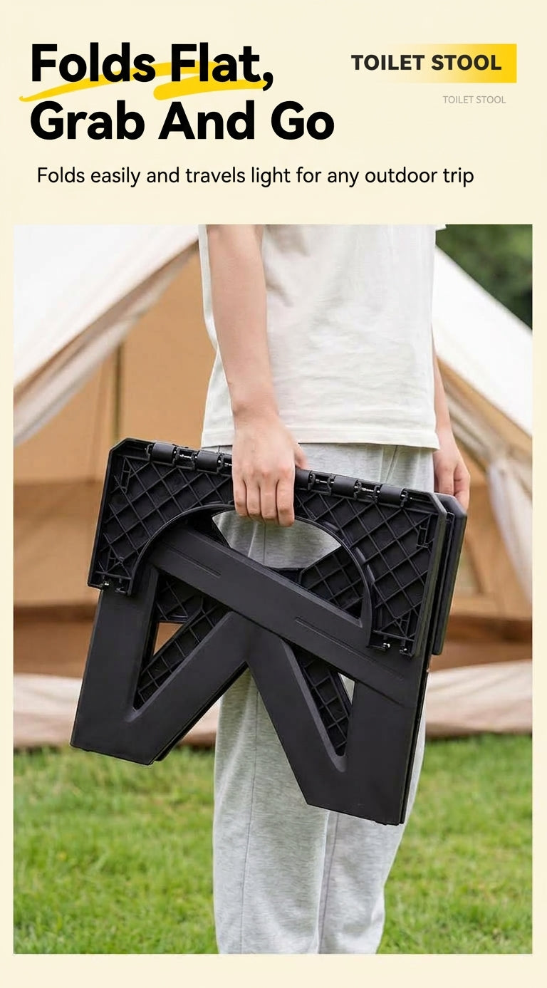 Outdoor camping folding toilet, car-mounted portable odor-resistant adult mobile travel toilet stool