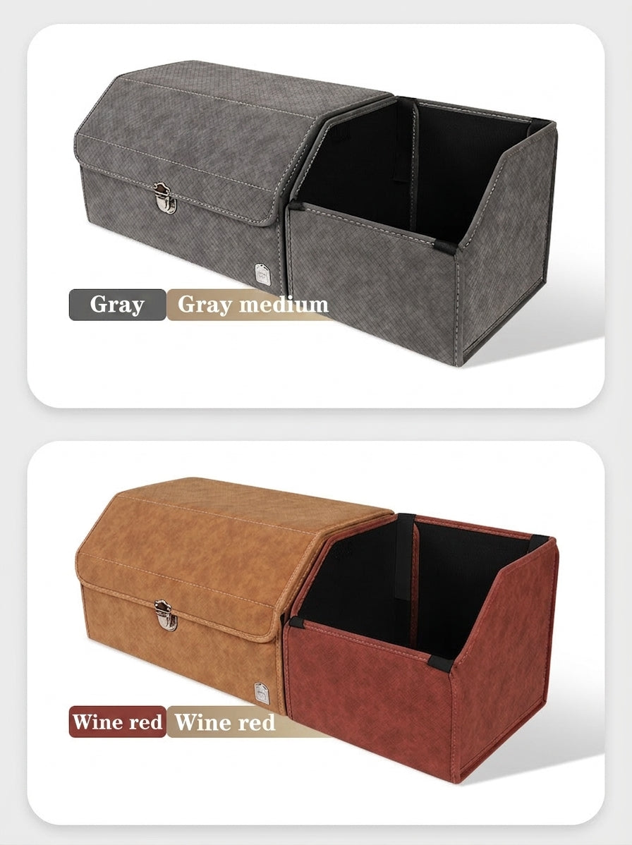 New woven pattern car trunk storage box, foldable car storage box, leather organizer box, factory wholesale