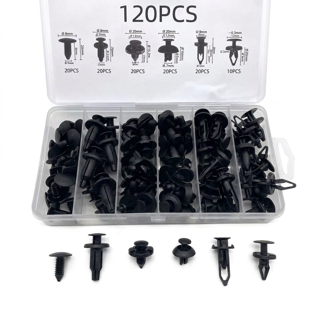 Domestic trade and foreign trade 100PCS car general boxed buckle combination set door panel nylon wheel eyebrow clamp HE26