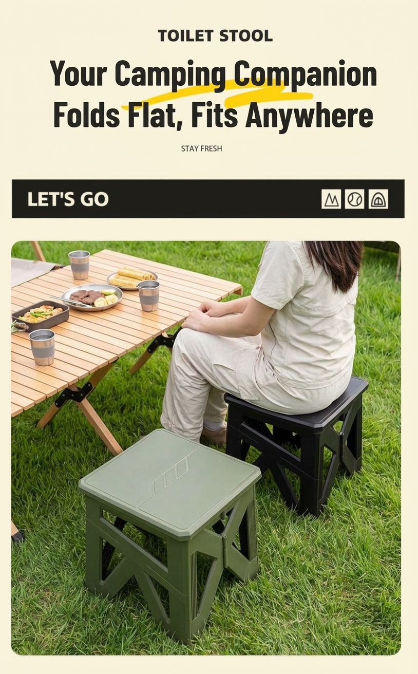 Outdoor camping folding toilet, car-mounted portable odor-resistant adult mobile travel toilet stool