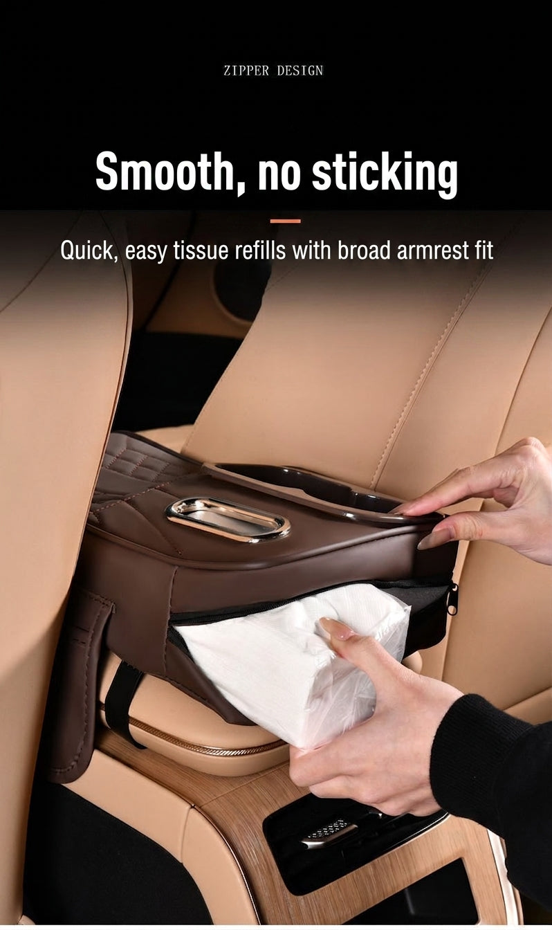 Multi-functional car armrest box water cup holder heightened central protective cover car tissue box supplies storage mat