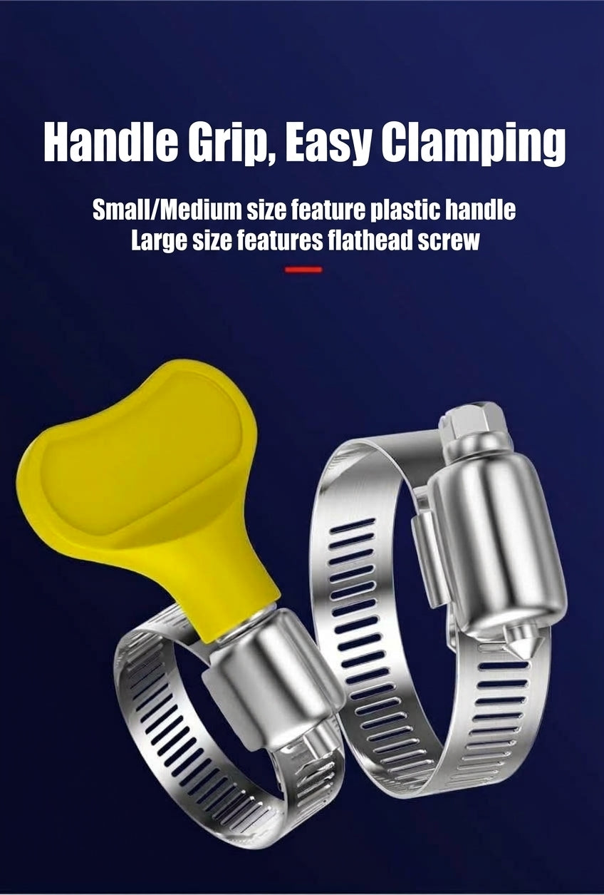 Stainless steel handle, hose hoop, hand screwing, clamping, holding hoop, pipe hoop, water pipe tightening hoop, gas pipe fixing, clamping buckle
