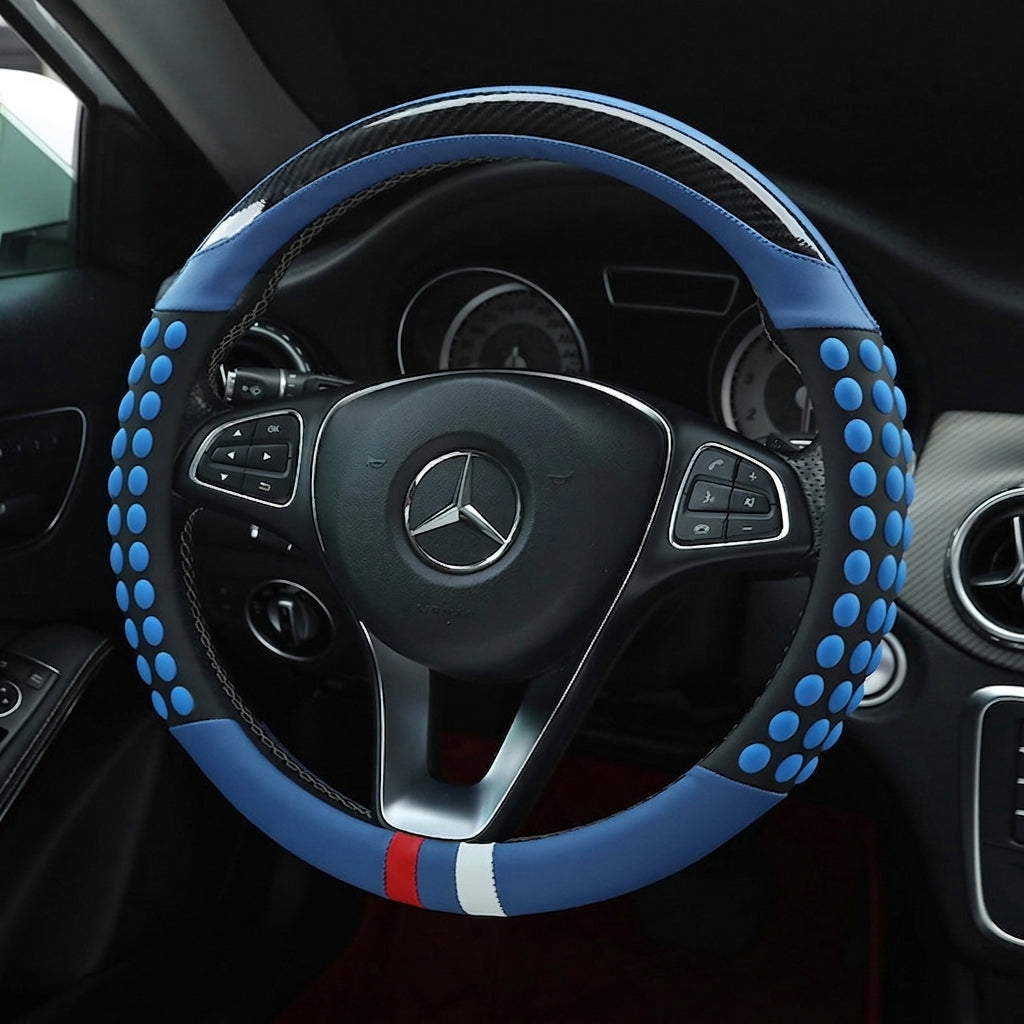 Non-slip sweat-wicking car handlebar covers, colorful carbon fiber leather, fashionable trendy brand steering wheel covers, car GM Amazon