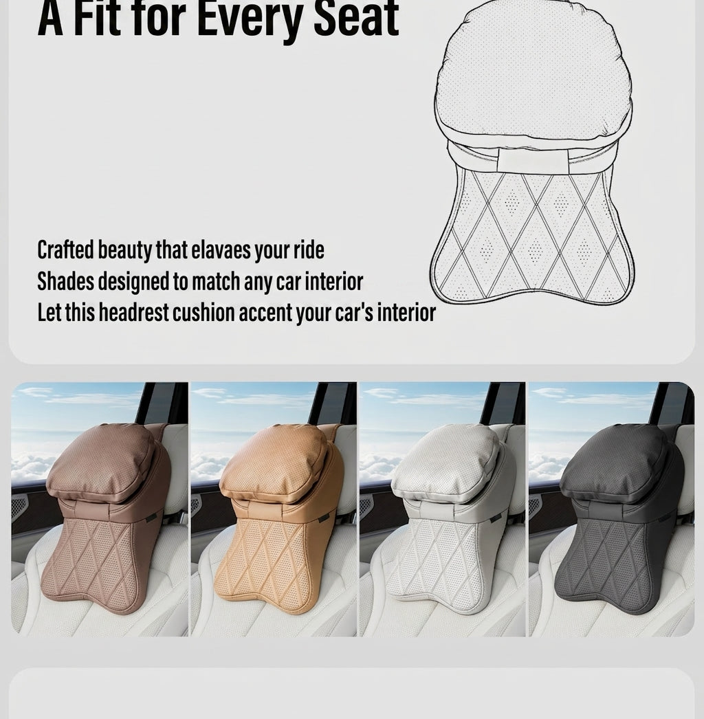 Car anti-stain leather headrest cushion lumbar cushion for driving seats, pillows for cervical spine, neck, and high-end neck pillows for car use