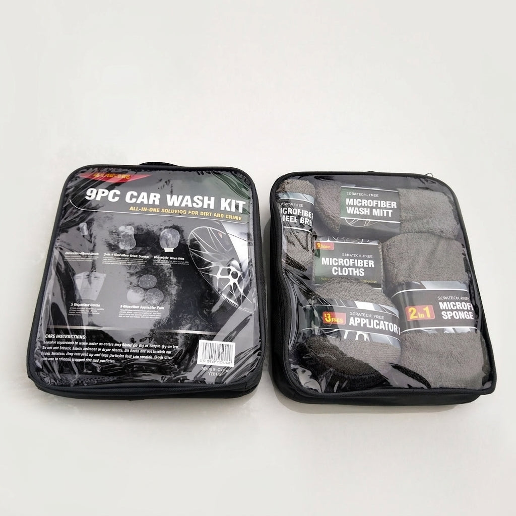Car Wash 9 Piece Set Car Towel Home Car Beauty Cleaning Gloves Towel Wipes Waxing Sponge Wheel Brush
