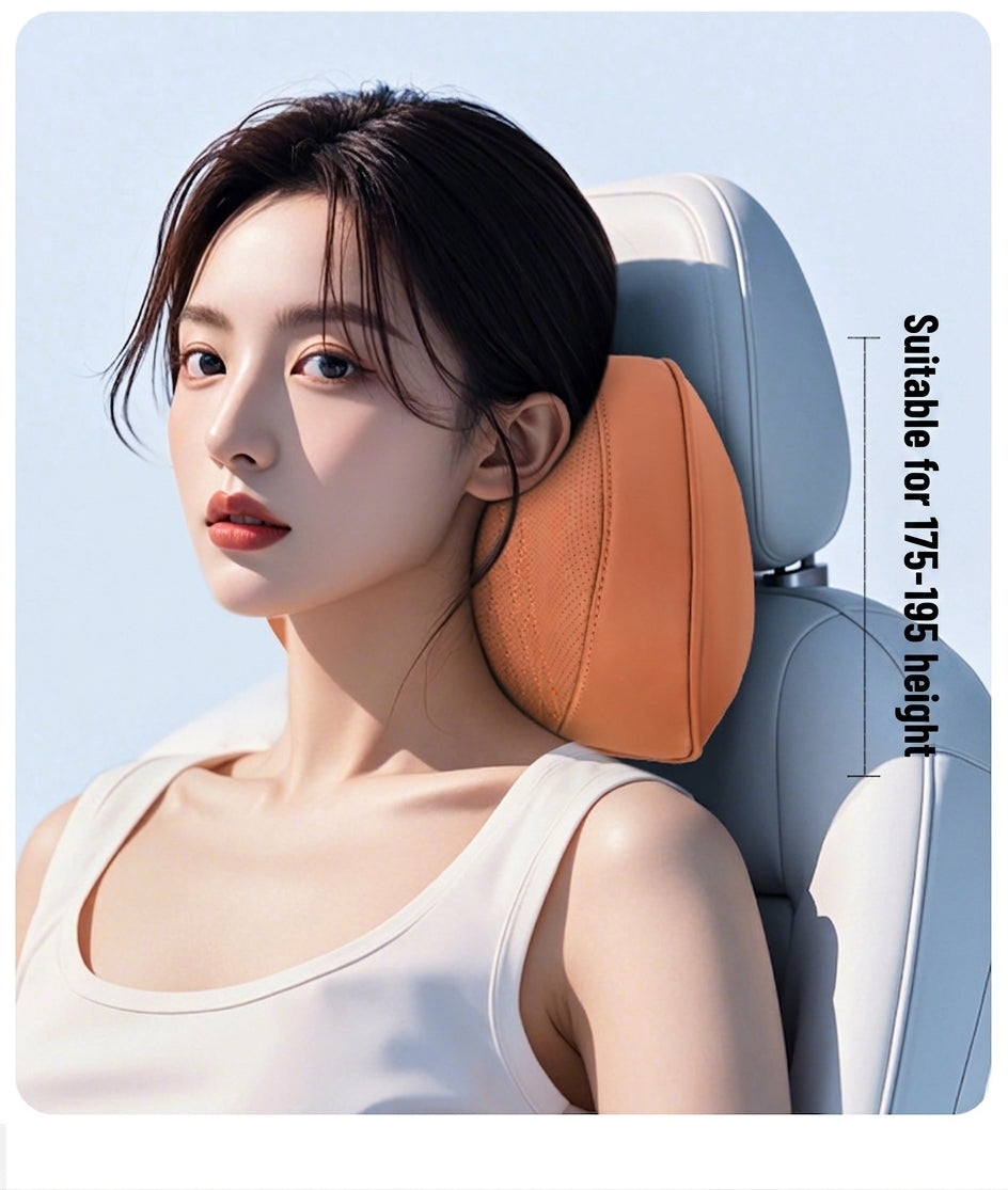 Summer breathable memory foam car headrest lumbar support premium car seat pillow car leather neck support pillow