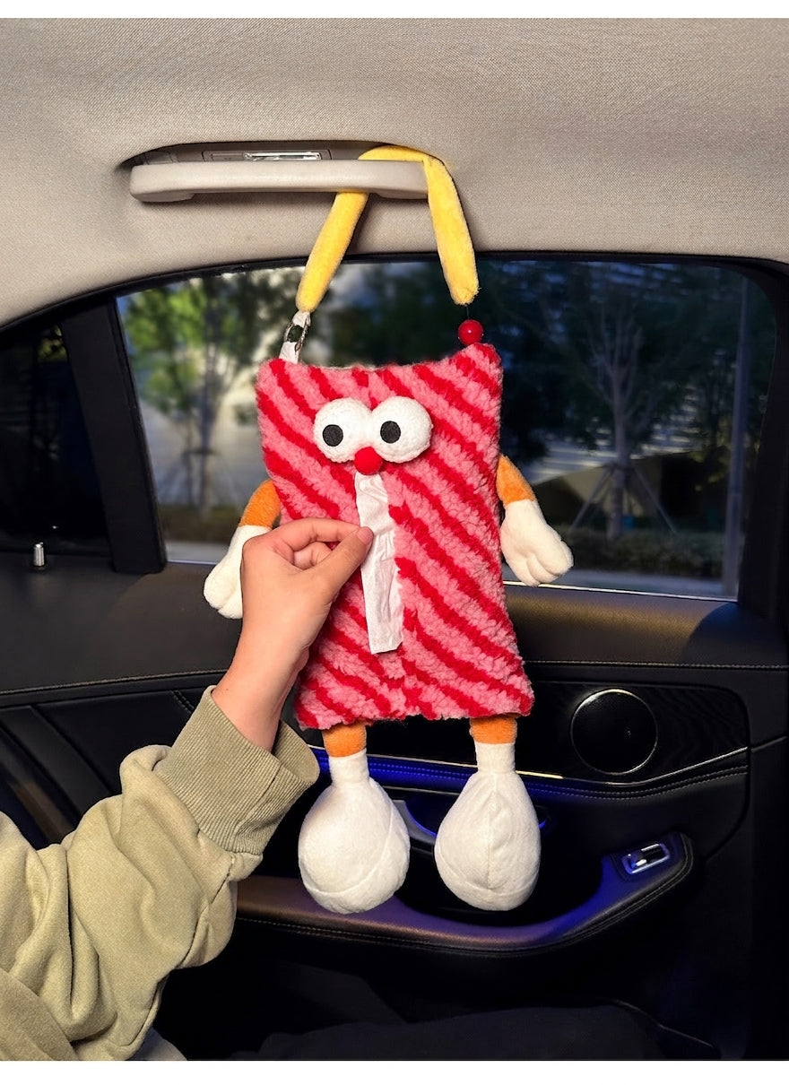 Factory custom car tissue box printed processing, hanging sewn label tissue box, car seat back tissue hanging bag