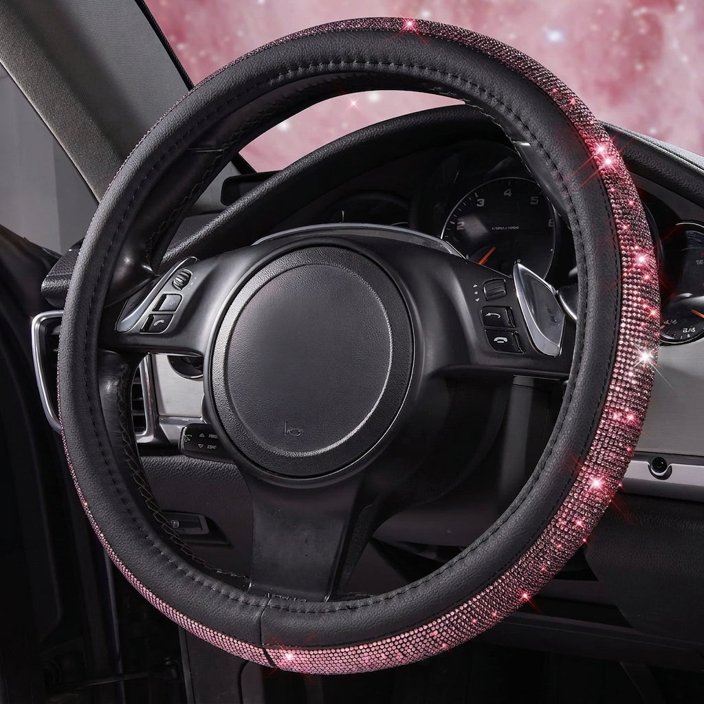 New car rhinestone fully rhinestone-hot rhinestone steering wheel, personalized handlebar cover, unisex steering wheel, Amazon