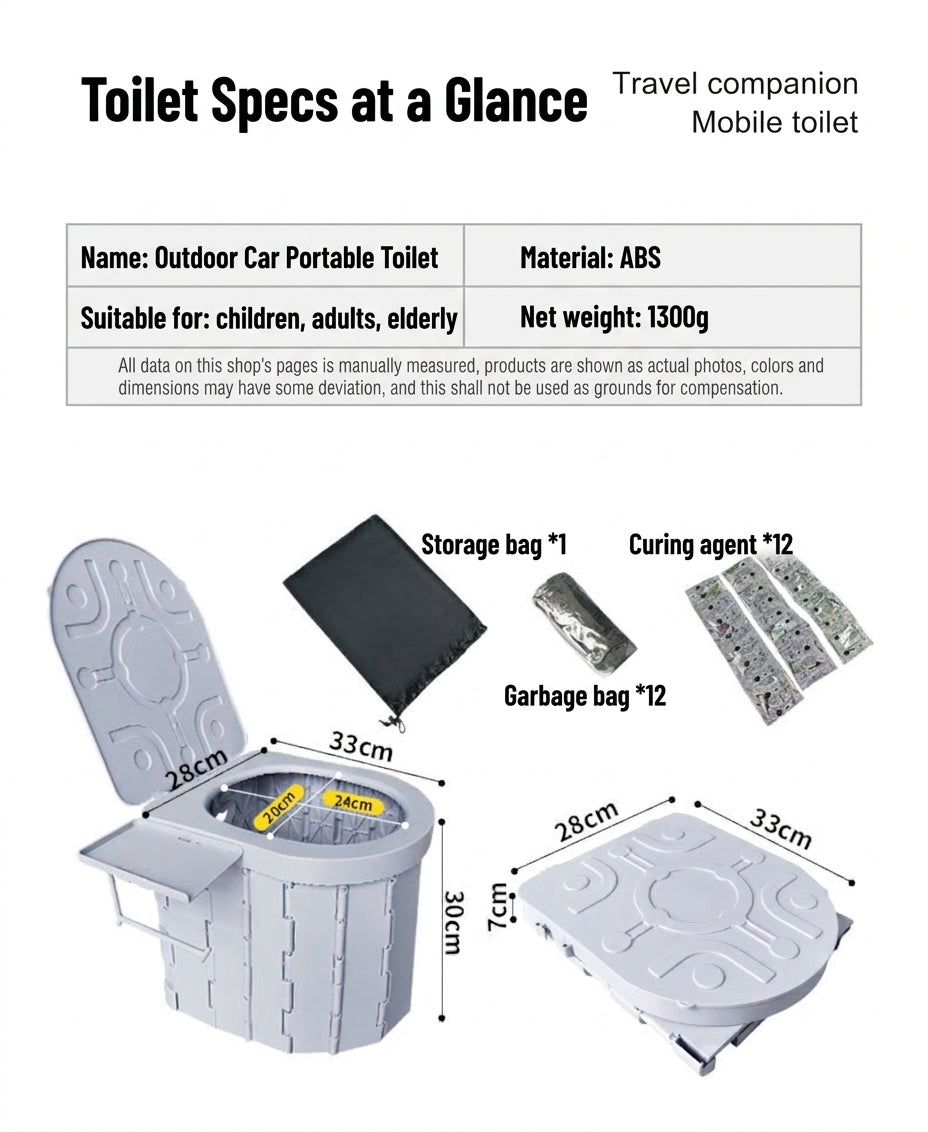 Portable Folding Toilet with Lid for Car Travel