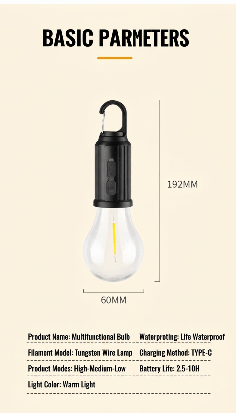 LED Camping Tent Light with Solar & USB Charging