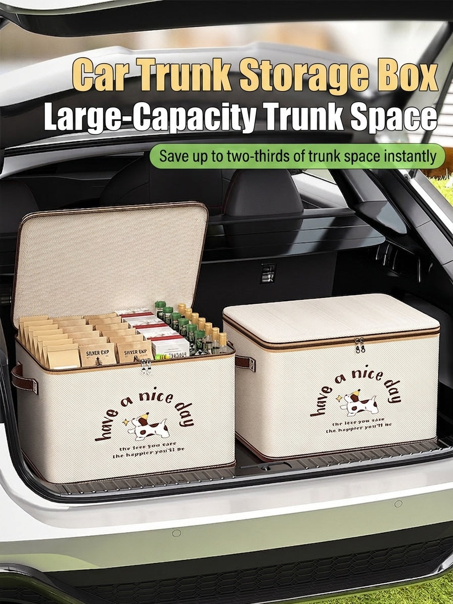 Car trunk storage box, foldable cartoon storage box, large-capacity car storage box, portable organizer box