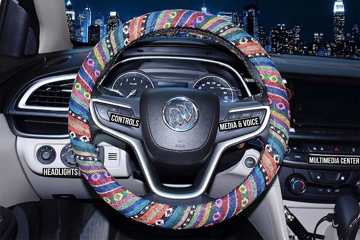 Steering wheel cover New national style old coarse cloth linen car steering wheel cover Personality trend car handle cover
